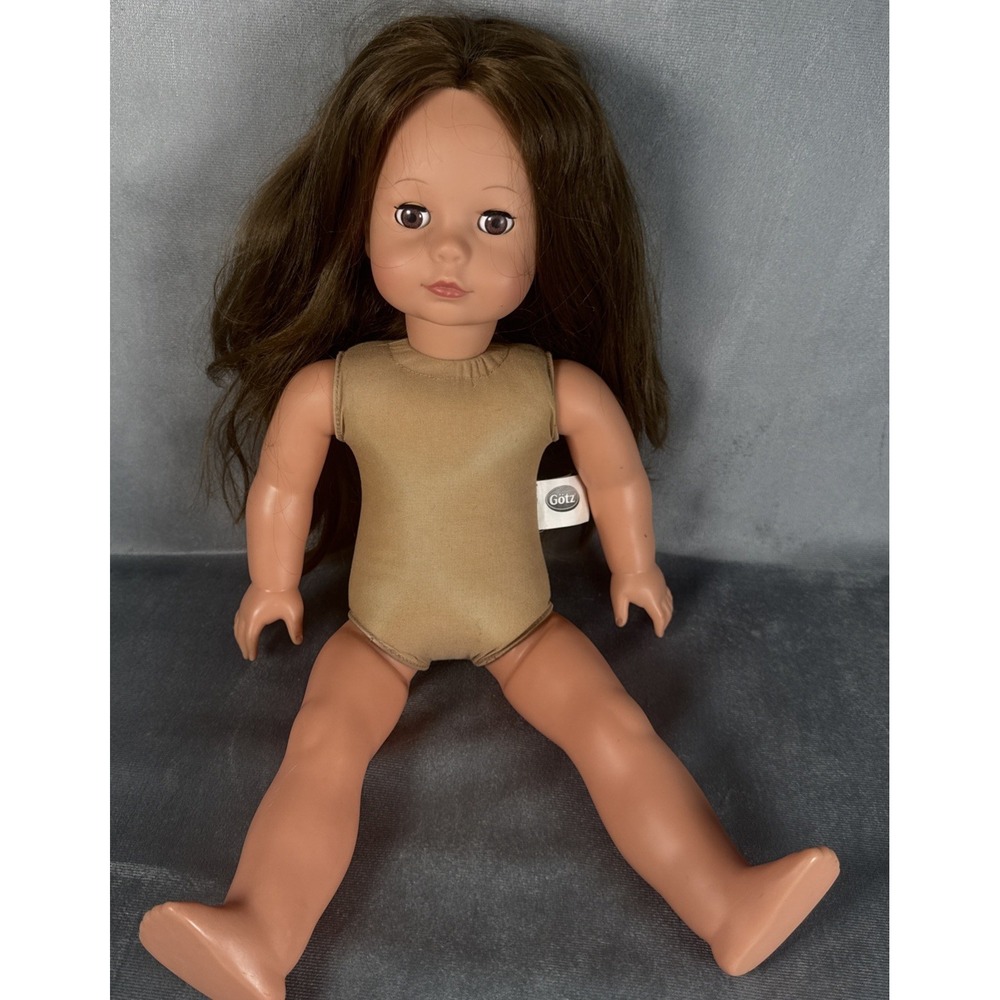 Götz 18" Doll Brunette Hair Brown Eyes Rooted Hair Soft Body Vinyl - Picture 4 of 16